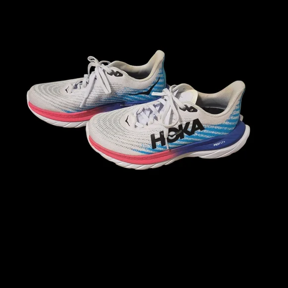 Hoka Mach 5 One One PRO Fly+ White, Pink, Blue, and Purple running shoes - Picture 2 of 4